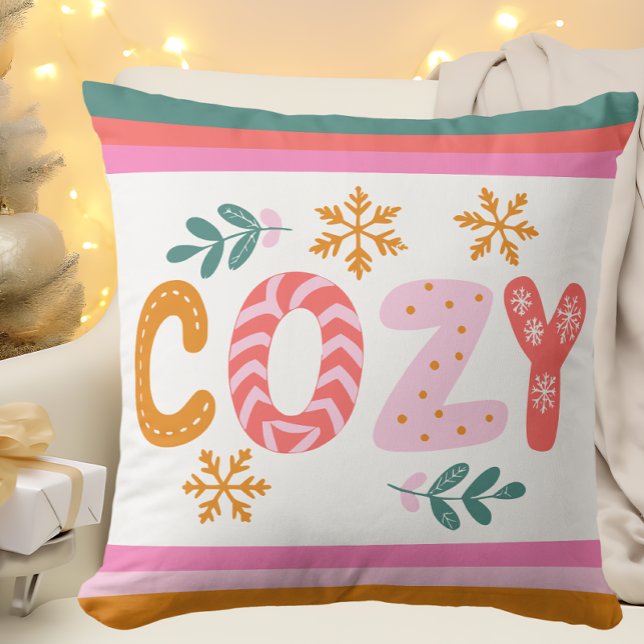 Bright Modern Cozy Christmas Stripe  Throw Pillow (Creator Uploaded)