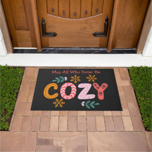 Bright Modern Cozy Winter Christmas  Doormat