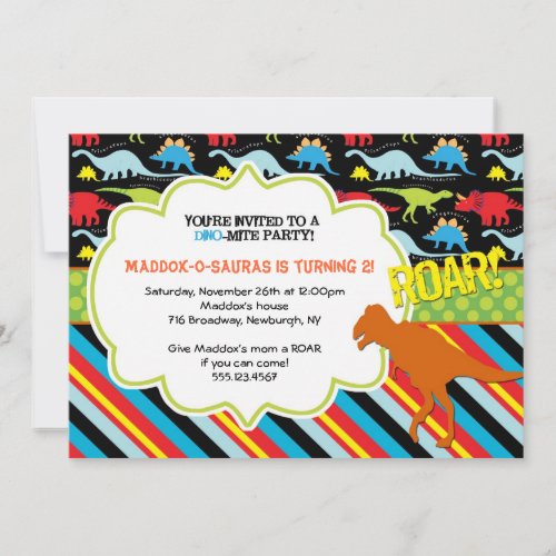 Bright Modern Dinosaur Birthday Party Invitation