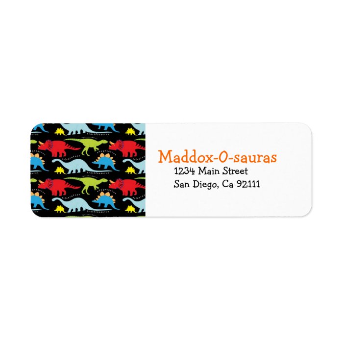 Bright Modern Dinosaur Return Address Labels