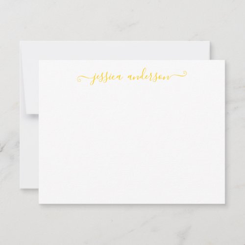 Bright Modern Elegant Sunny Golden Yellow Script Note Card