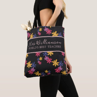Bright Modern Floral Teacher Tote Bag