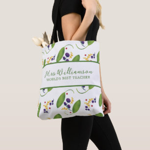 Bright Modern Floral Teacher Tote Bag