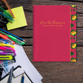 Bright Modern Floral Teacher's Spiral Notebook