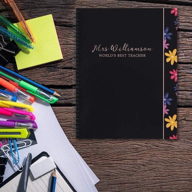 Bright Modern Floral Teacher's Spiral Notebook  (Bright Modern Floral Teacher's Spiral Notebook. Say thank you with this personalised gift.)
