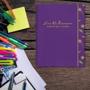Bright Modern Floral Teacher's Spiral Notebook