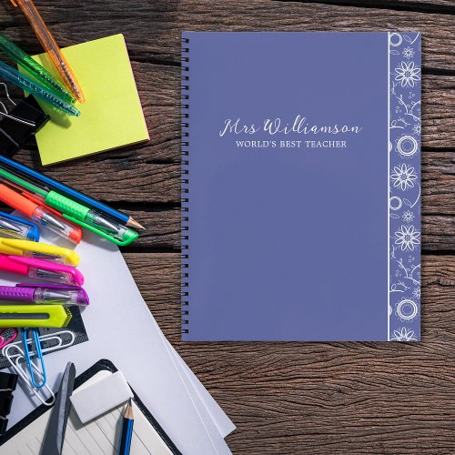 Bright Modern Floral Teachers Spiral Notebook 