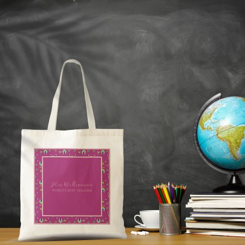 Bright Modern Floral Teachers Tote Bag