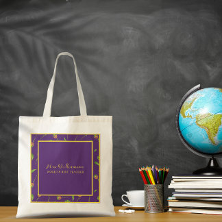 Bright Modern Floral Teacher's Tote Bag