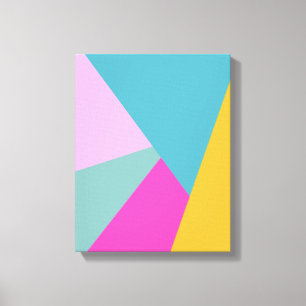 Bright Modern Geometric Shapes Art   Teal and Pink Canvas Print