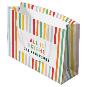 Bright modern minimal simple family Christmas Large Gift Bag