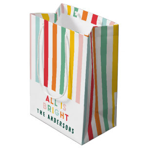 Bright modern minimal simple family Christmas Medium Gift Bag