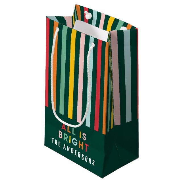 Bright modern minimal simple family Christmas  Small Gift Bag (Front Angled)