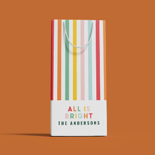 Bright modern minimal simple family Christmas Small Gift Bag