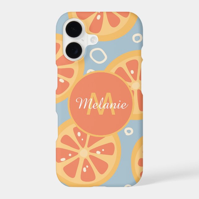 Bright Modern Orange Slices Pattern Personalised iPhone Case (Back)