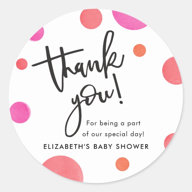 Bright Modern Polka Dot Baby Shower Thank You Thank You Stickers
