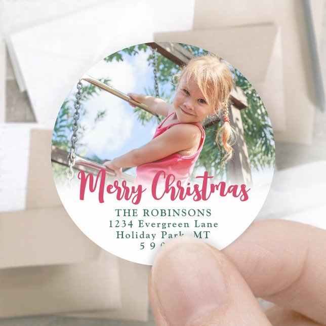 Bright Modern Script Photo Return Address Labels (Creator Uploaded)