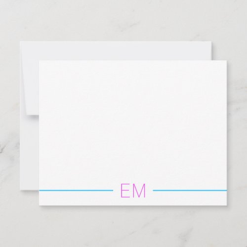 Bright Modern Simple Monogrammed Note Card