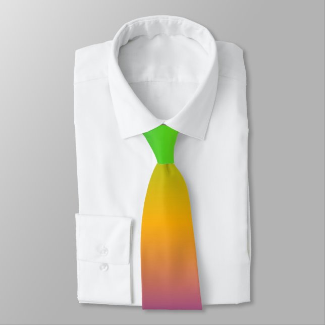 Bright Modern Style Rainbow Ombre Tie (Tied)