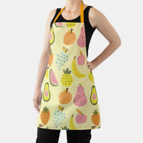 Bright Modern Tropical Fruit Pattern Apron