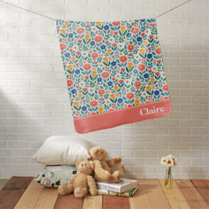 Bright Modern Wildflowers Customizable Baby Blanket