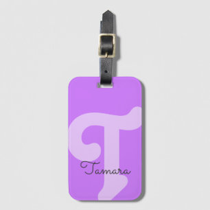 Bright Monogrammed Monogram Initial Neon Purple Luggage Tag