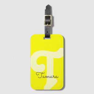 Bright Monogrammed Monogram Initial Neon Yellow Luggage Tag