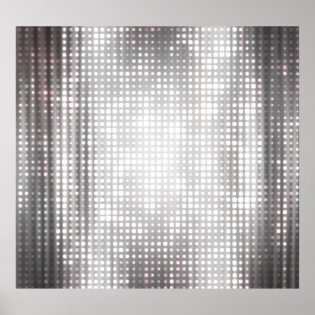 Bright Mosaic: Glossy Grey Abstract. Poster (Front)
