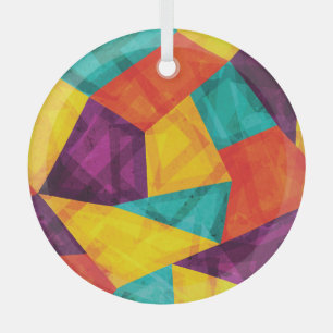 Bright Mosaic Grunge Seamless Pattern Glass Ornament