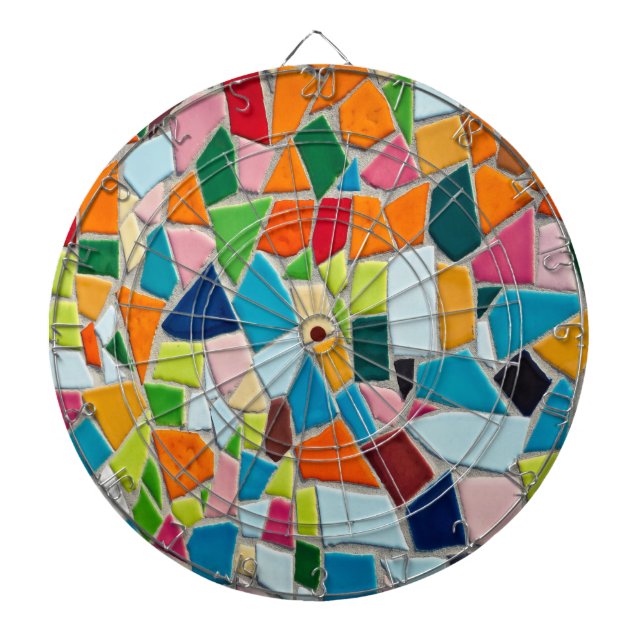 Bright Mosaic Tiles Dart Board (Front)