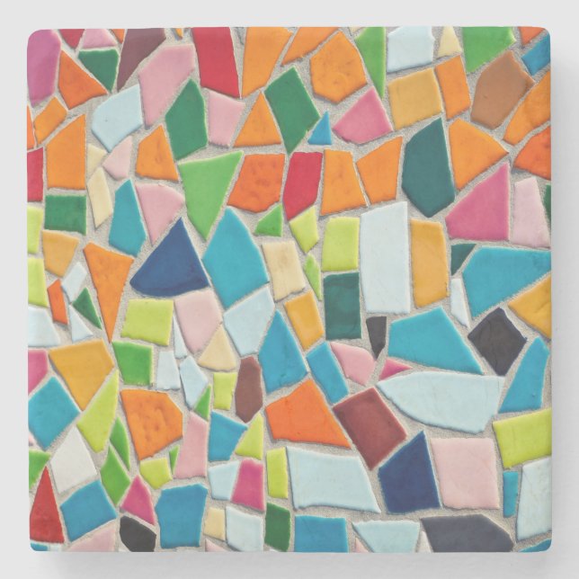 Bright Mosaic Tiles Stone Coaster (Front)