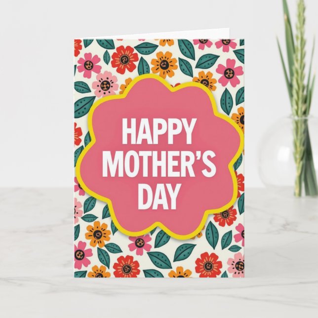 Bright Mothers Day Flowers Card (Front)