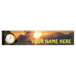 Bright Mountain Sunset with your name Plate