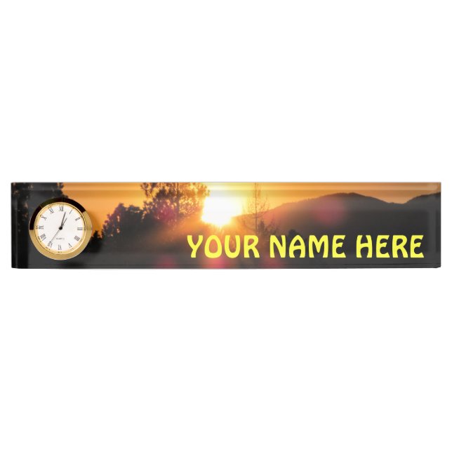 Bright Mountain Sunset with your name Plate (Front)