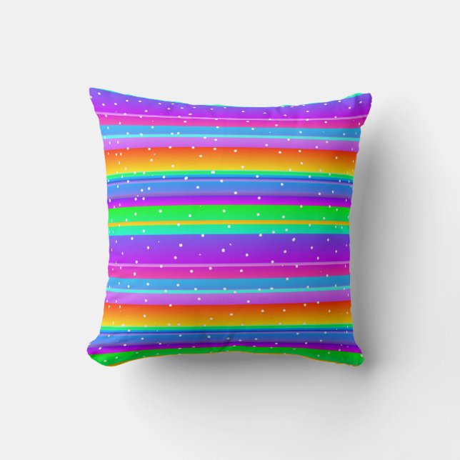 Bright multi color eccentric style striped throw pillow (Front)