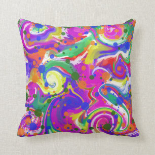 Bright Multi Colored Abstract Throw Pillow