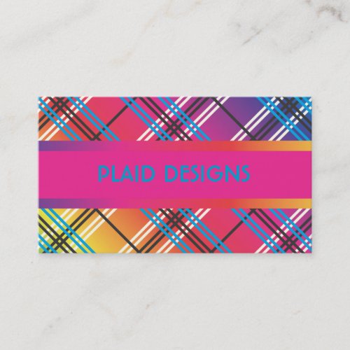 Bright Multi-Colored Plaid Business Card Templates