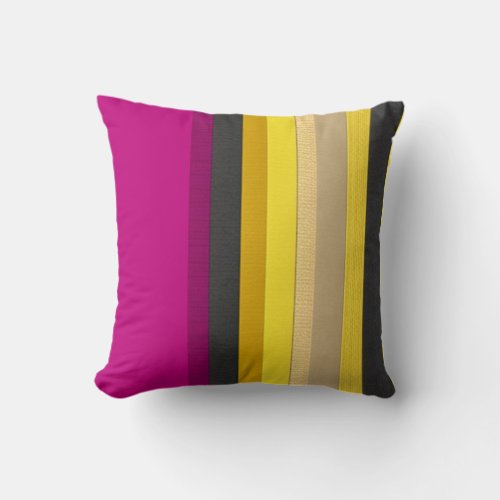 Bright Multi Colored Striped Decorative  Throw Pillow