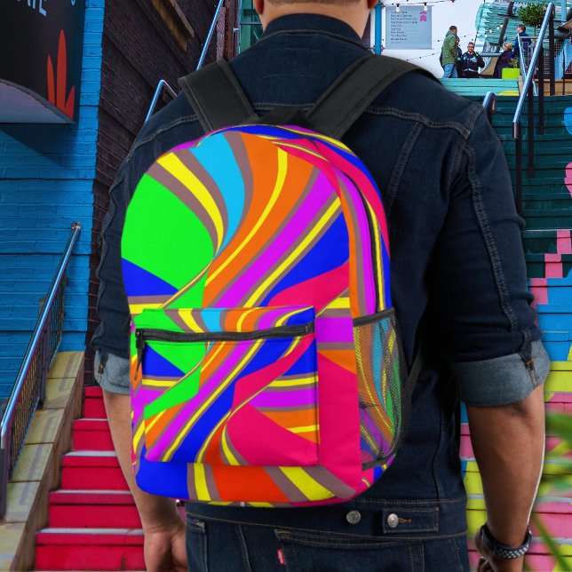 Bright Multicolor Abstract Stripes Pattern.  Printed Backpack (Creator Uploaded)