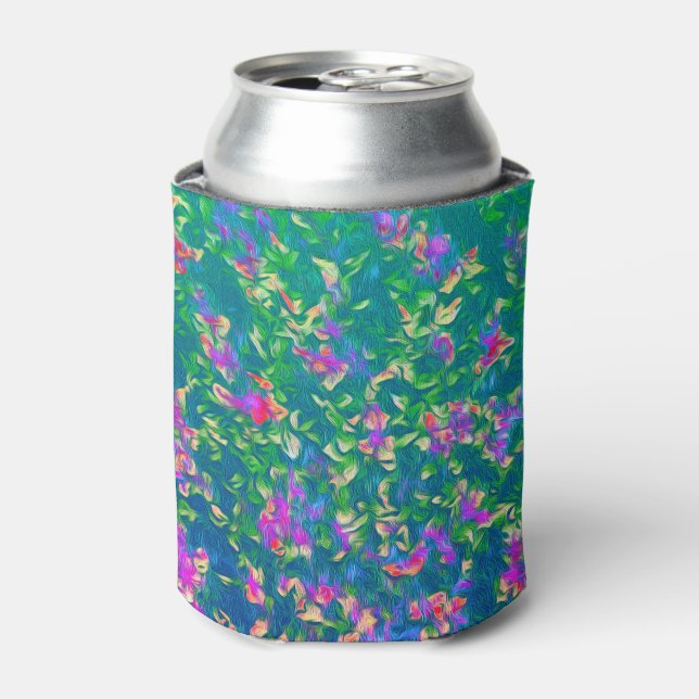 Bright Multicolor Floral Pattern Can Cooler (Can Front)