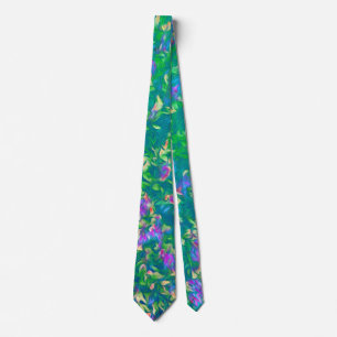 Bright Multicolor Floral Pattern Neck Tie