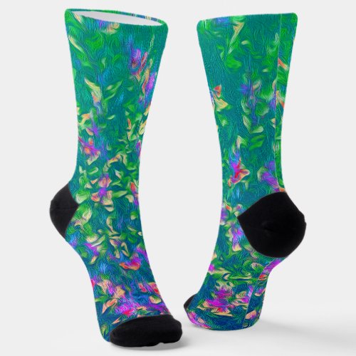 Bright Multicolor Floral Pattern  Socks