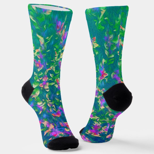 Bright Multicolor Floral Pattern  Socks (Angled)