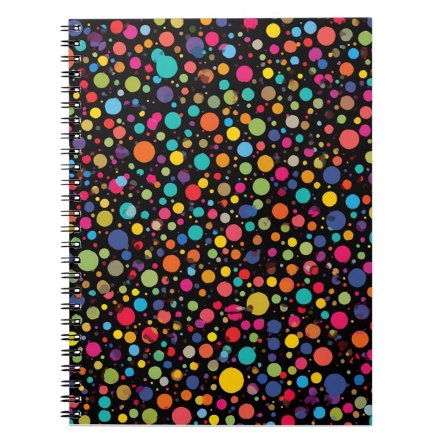 Bright Multicolor Polka Dots Notebook (Front)
