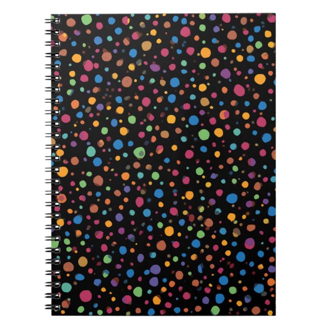 Bright Multicolor Polka Dots Notebook (Front)