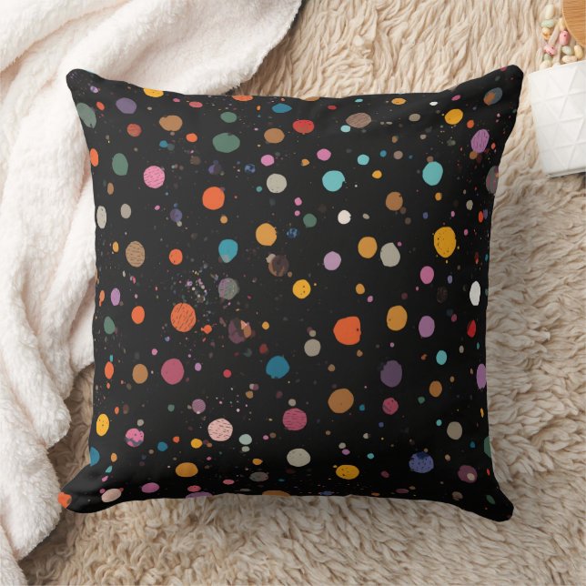 Bright Multicolor Polka Dots Throw Pillow (Blanket)