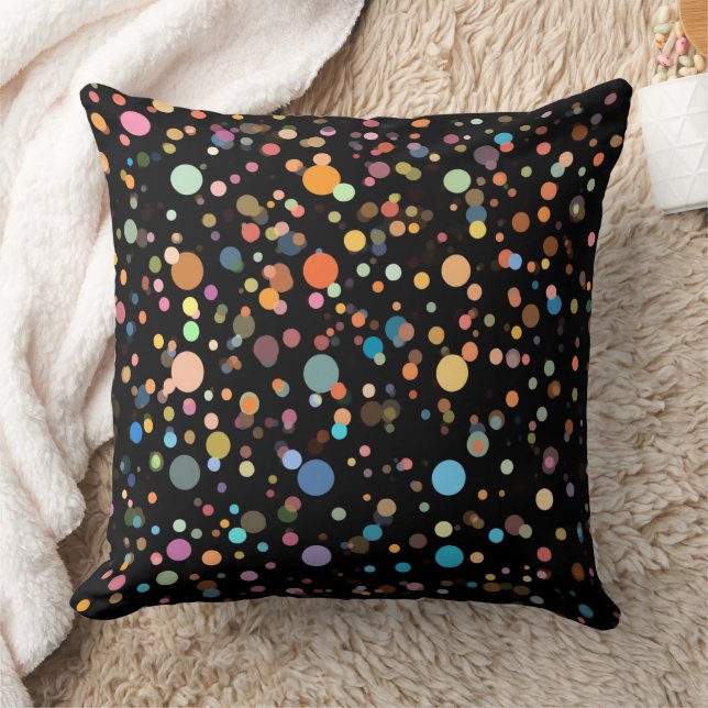 Bright Multicolor Polka Dots Throw Pillow (Blanket)