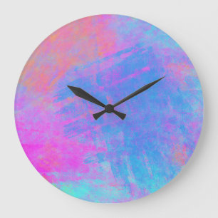 Bright Multicolor Splashes Large Clock