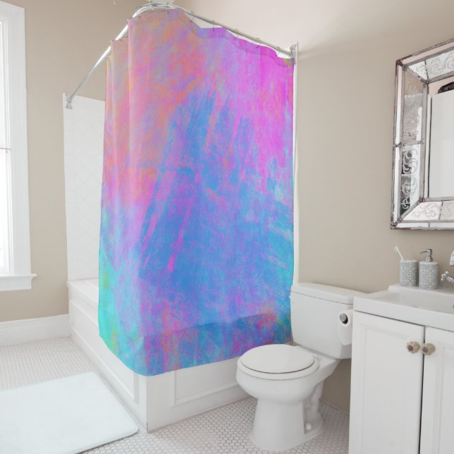 Bright Multicolor Splashes Shower Curtain (In Situ)