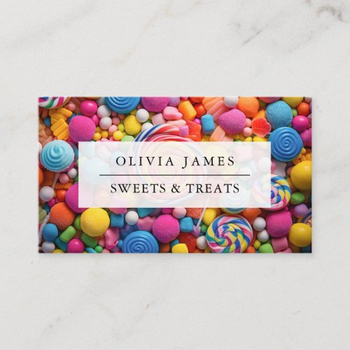 Bright multicolor Sweets Candy Treats Sweet Shop Business Card